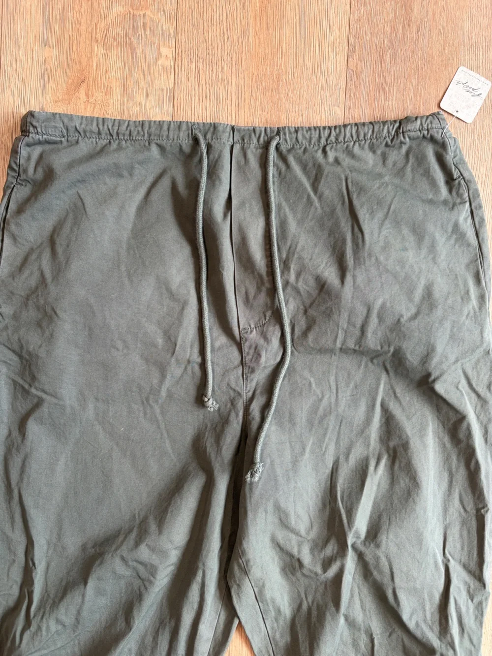 Free People New Light Parachute Pants Hunter Green Army Ruched Jogger Large NWT